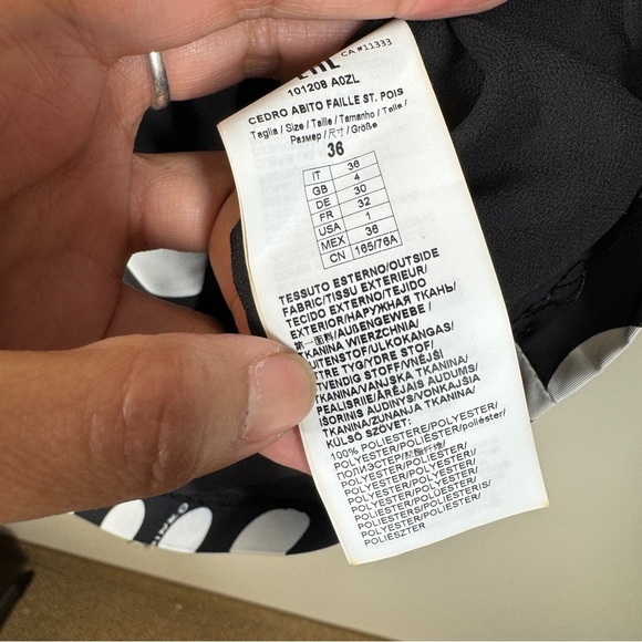 Pinko Classic Pin Up One Shoulder Black White Polka-dots Mini Dress Size 1 - Picture 8 of 14